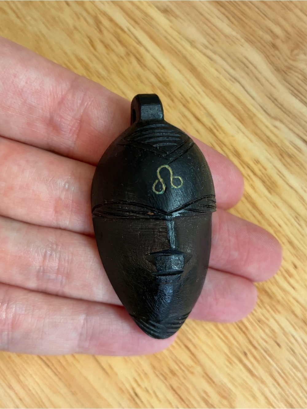 Black Carved Tribal Mask Pendant